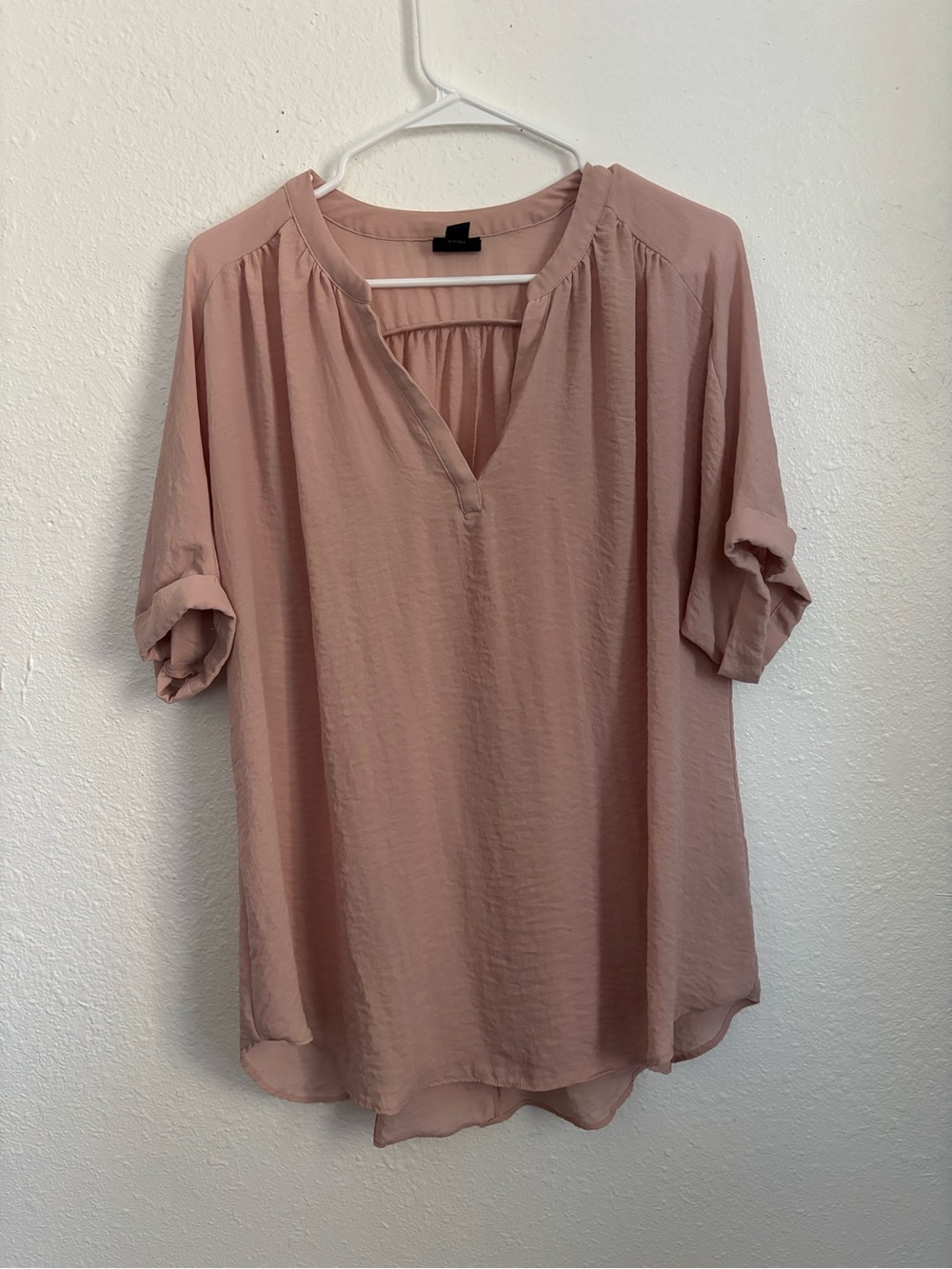 Worthington Blush Split-Neck Roll-Tab Blouse